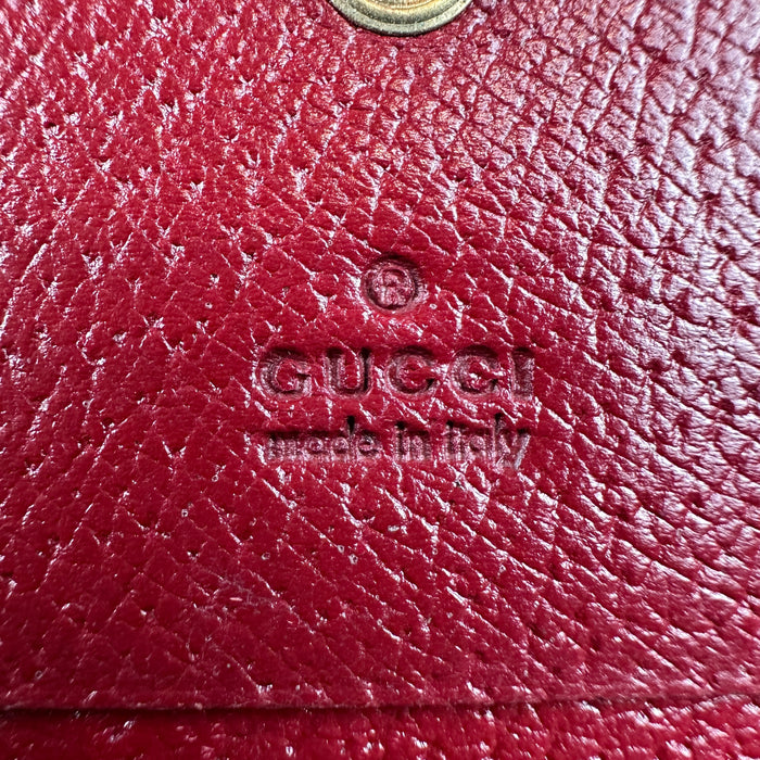 Gucci Supreme Monogram Tian Card Case Beige Multicolor Red