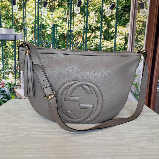 Gucci Gray Leather Soho Messenger Bag