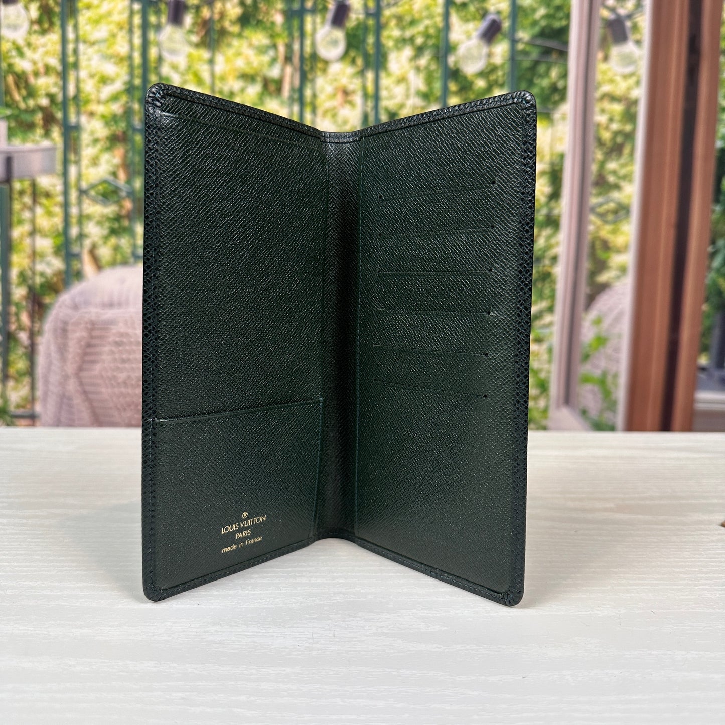 Louis Vuitton Dark Green Taiga Checkbook Wallet