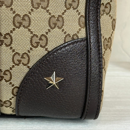 Gucci Vintage Bee Web Boston Bag Dark Brown