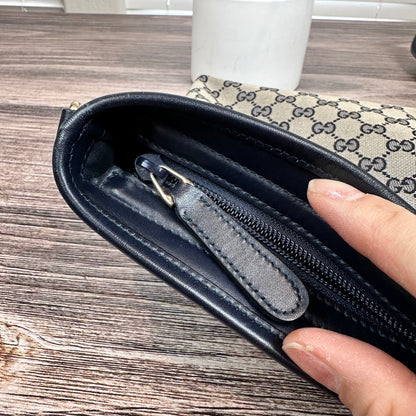 Gucci Web Flat Messenger Bag Navy