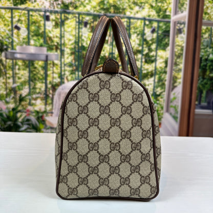 Gucci Vintage GG Coated Canvas Boston Bag Brown