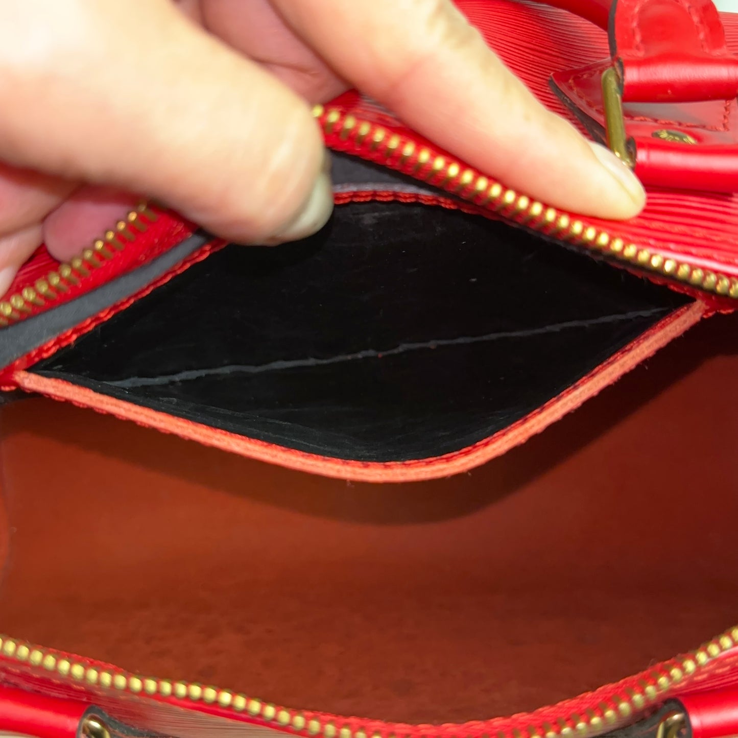 Louis Vuitton Red Epi Speedy 30 with Free Wallet