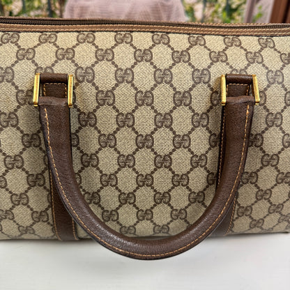 Gucci Vintage GG Coated Canvas Boston Bag Brown