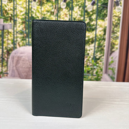 Louis Vuitton Dark Green Taiga Checkbook Wallet