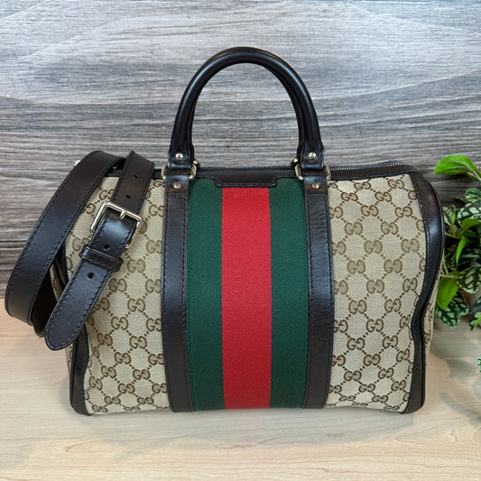 Gucci Original GG Boston Vintage Web Dark Brown