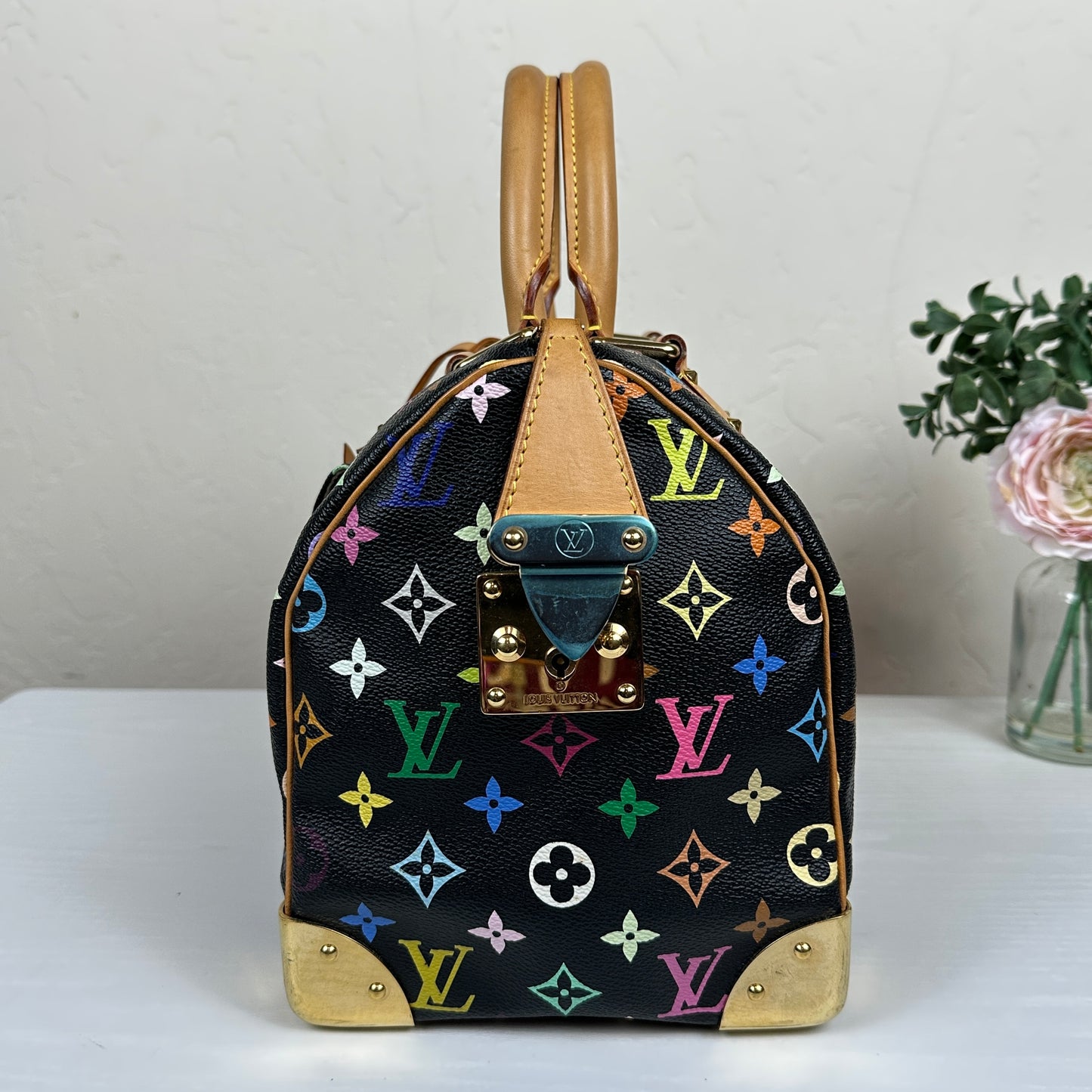 Louis Vuitton Limited Edition Murakami Speedy 30 Black Multicolor