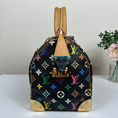 Louis Vuitton Limited Edition Murakami Speedy 30 Black Multicolor