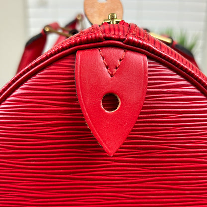 Louis Vuitton Red Epi Speedy 30 with Free Wallet