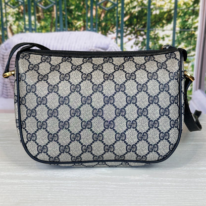 Gucci Vintage Supreme Web Crossbody Bag Navy Blue