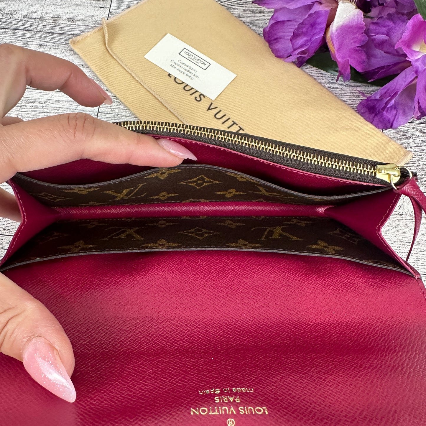 Louis Vuitton Monogram Emilie Wallet Fuchsia