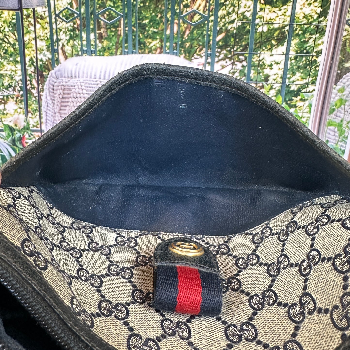 Gucci Vintage Supreme Web Crossbody Bag Navy Blue