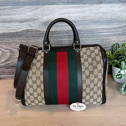 Gucci Original GG Boston Vintage Web Dark Brown