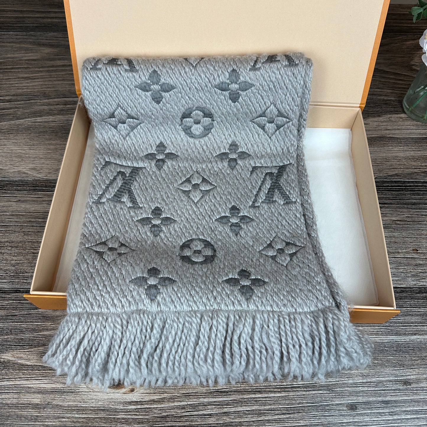 Louis Vuitton Logomania Scarf Pearl Grey