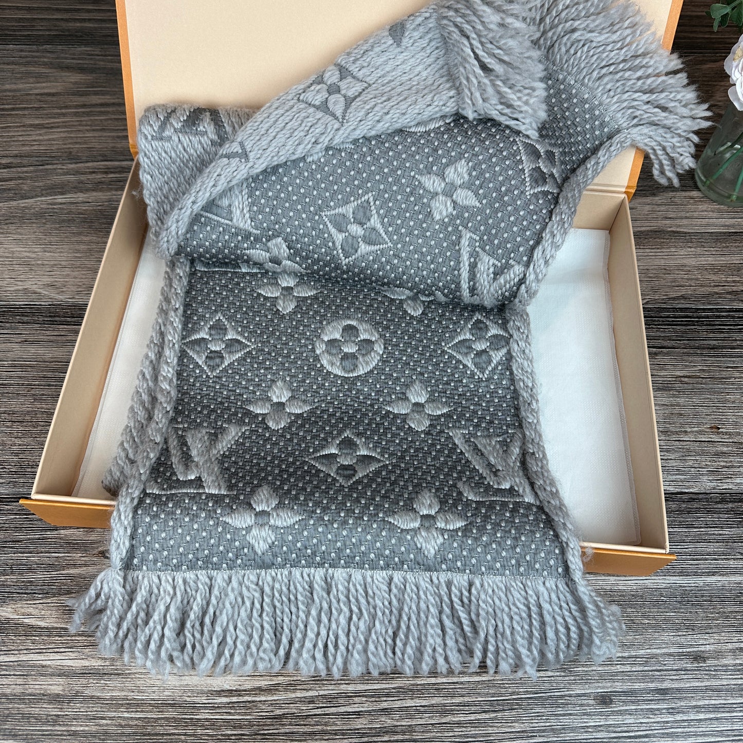 Louis Vuitton Logomania Scarf Pearl Grey