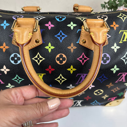 Louis Vuitton Limited Edition Murakami Speedy 30 Black Multicolor