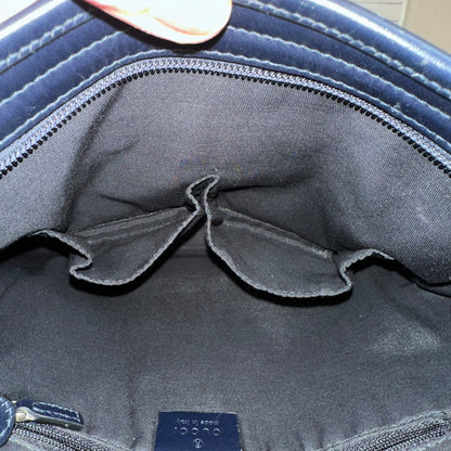 Gucci Web Flat Messenger Bag Navy