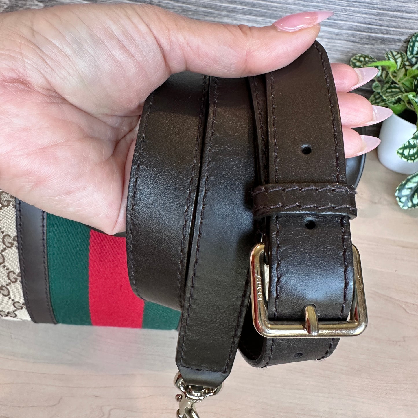 Gucci Original GG Boston Vintage Web Dark Brown