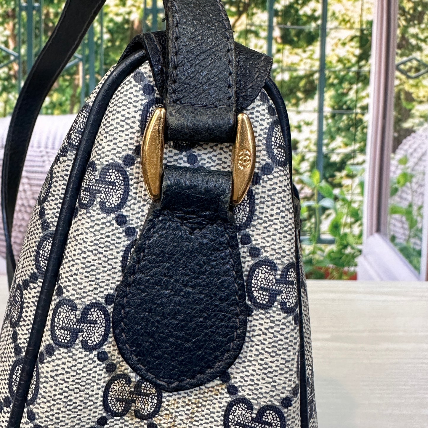 Gucci Vintage Supreme Web Crossbody Bag Navy Blue