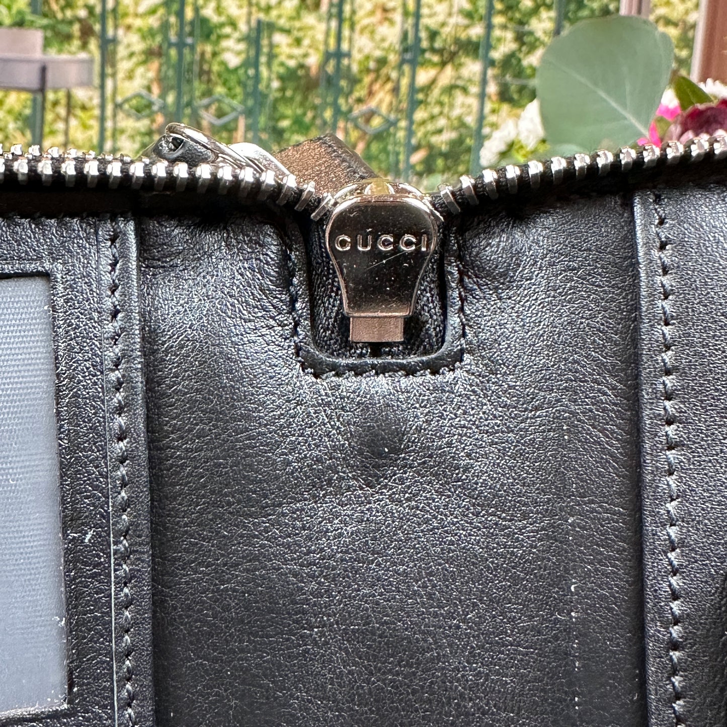 Gucci Black Microguccissima Zip Around Top Handle Travel Wallet