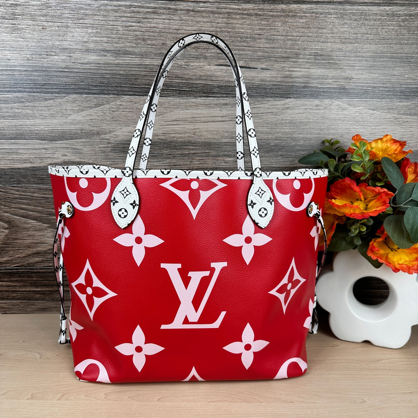 Louis Vuitton Giant Monogram Canvas Neverfull MM Rouge