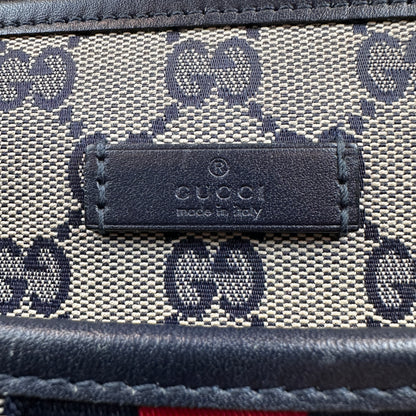 Gucci Web Flat Messenger Bag Navy