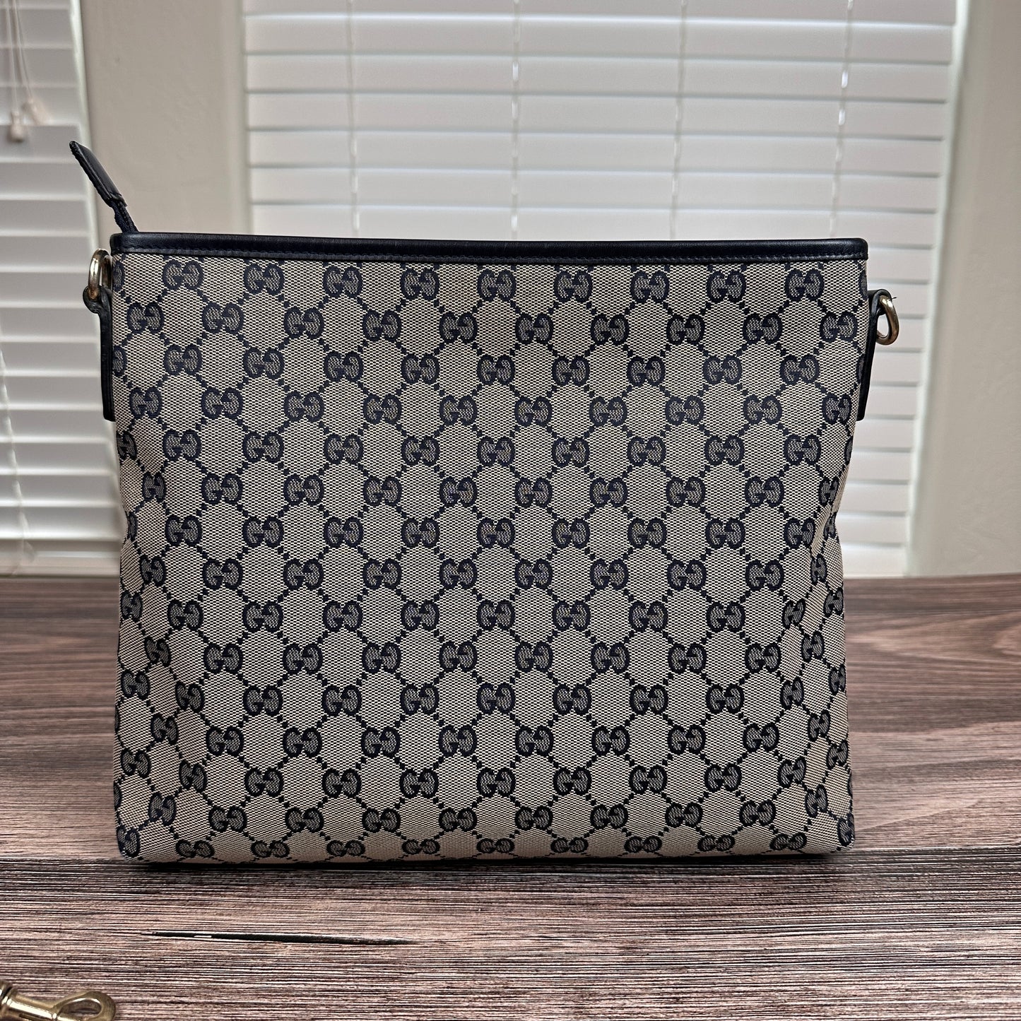 Gucci Web Flat Messenger Bag Navy