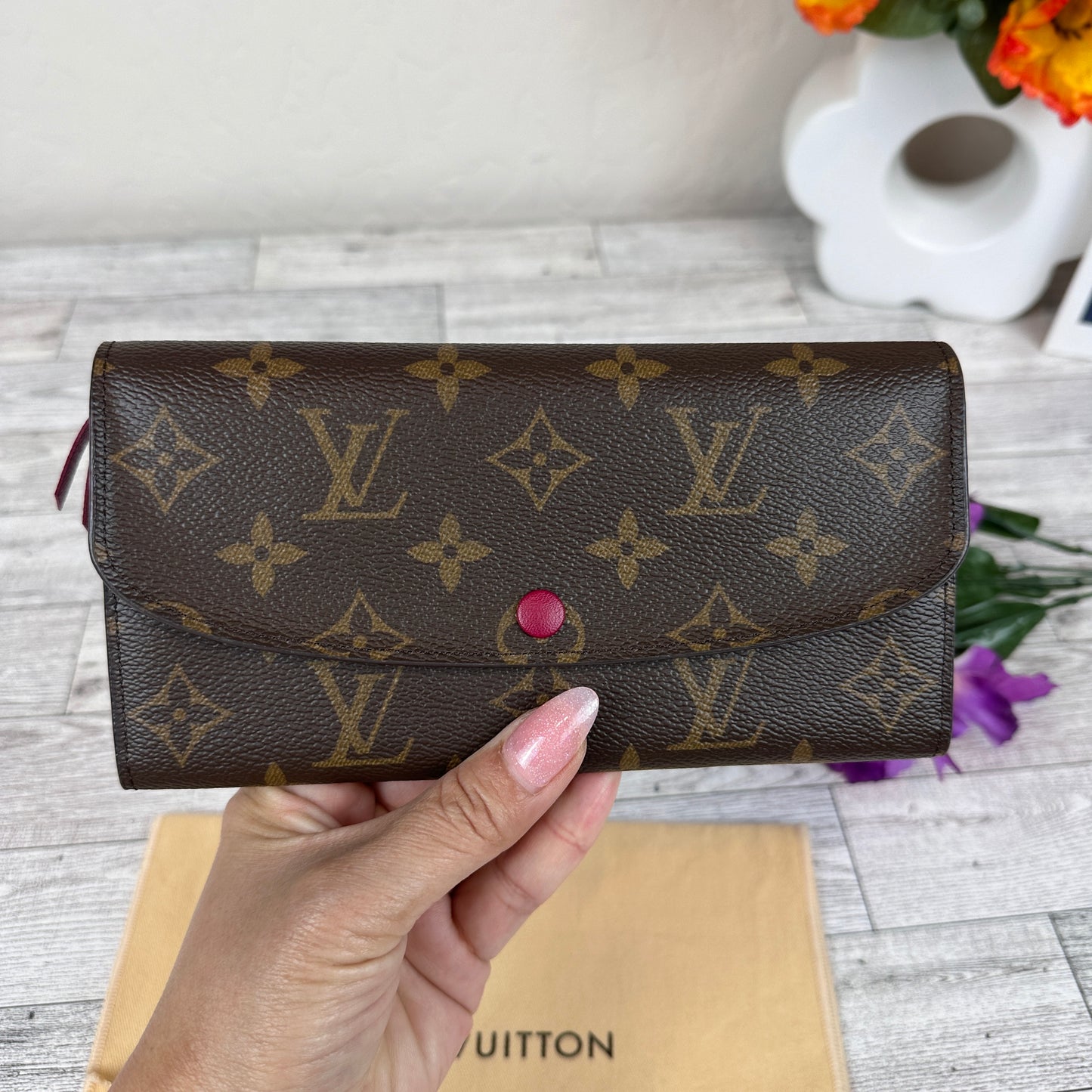 Louis Vuitton Monogram Emilie Wallet Fuchsia