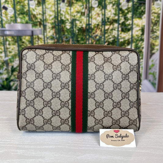 Gucci Vintage GG Web Sherry Line Clutch Bag