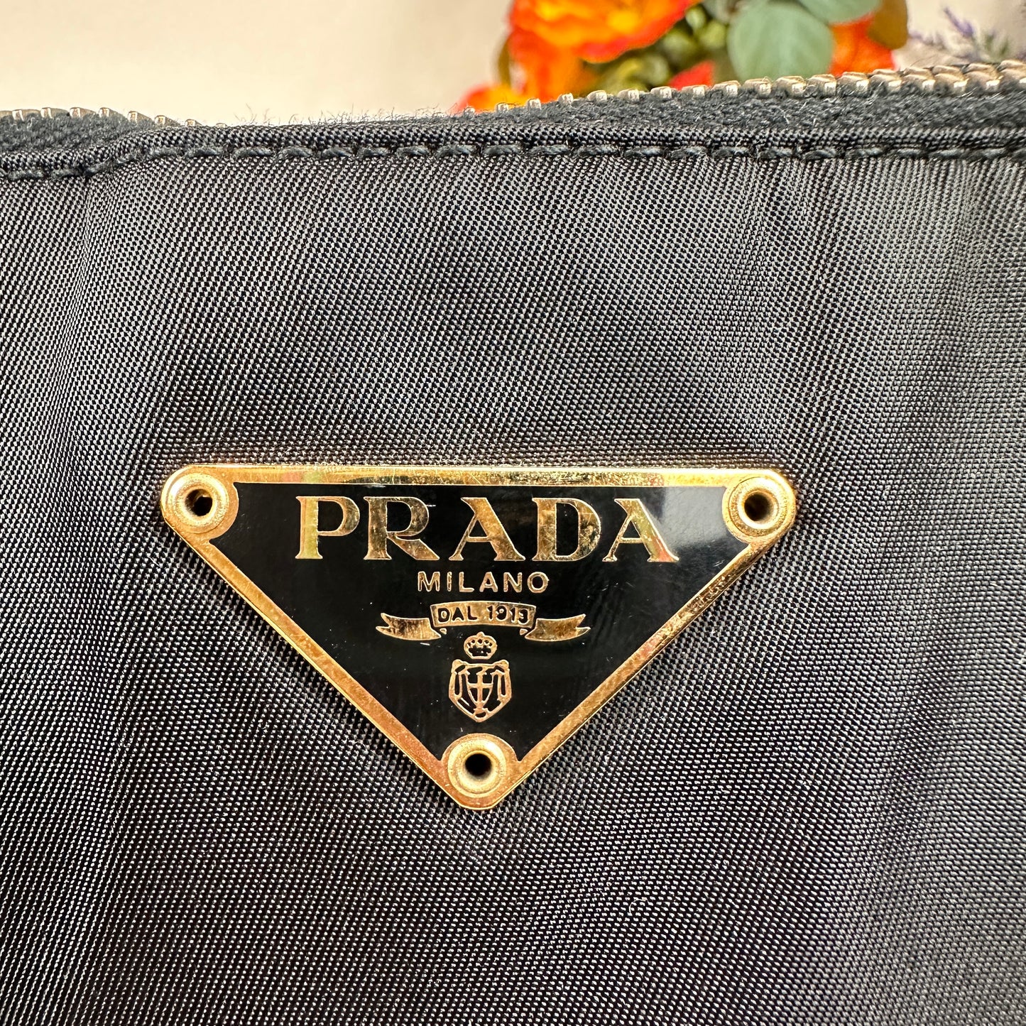 Prada Tessuto Nylon Calfskin Tote Black