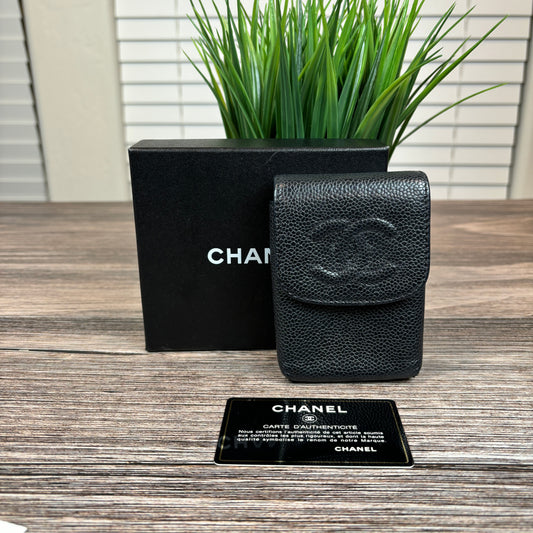 Chanel Vintage Caviar Cigarette Case Black