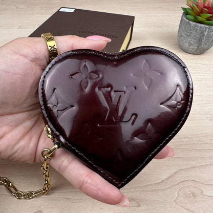 Louis Vuitton Vernis Heart Coin Purse in Amarante