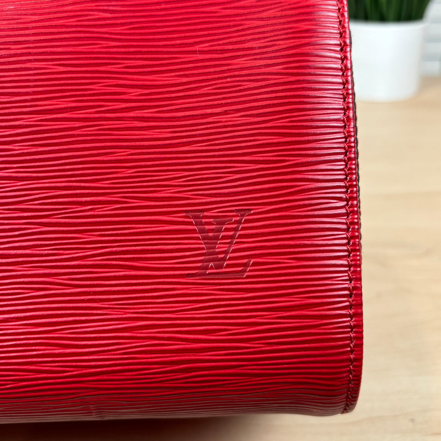 Louis Vuitton Red Epi Speedy 30 with Free Wallet