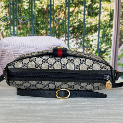 Gucci Vintage Supreme Web Crossbody Bag Navy Blue