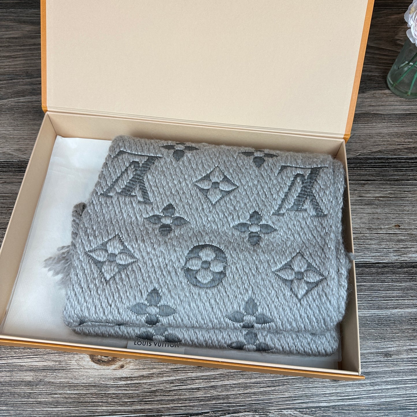 Louis Vuitton Logomania Scarf Pearl Grey