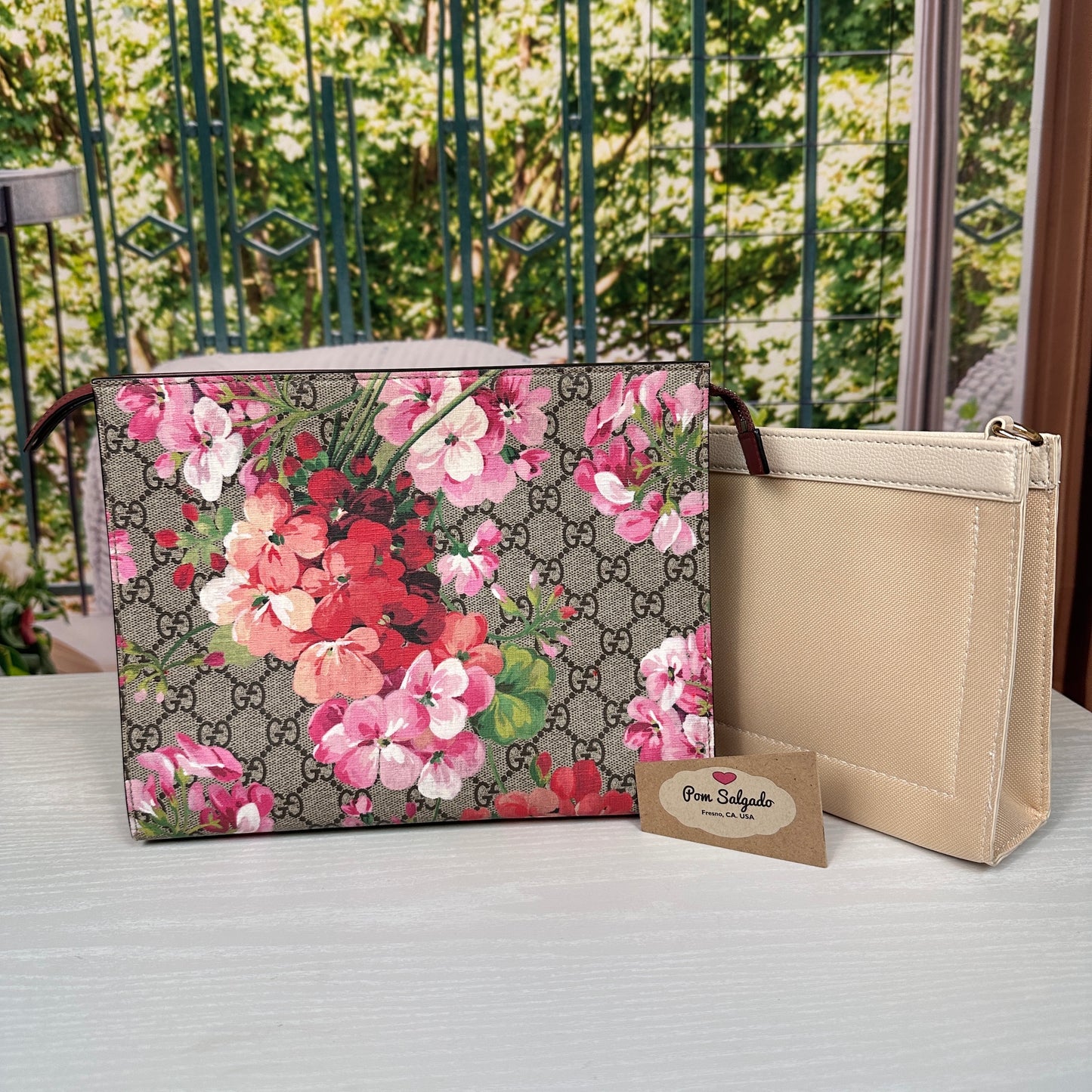 Gucci GG Supreme Blooms Cosmetic Case Antique Rose