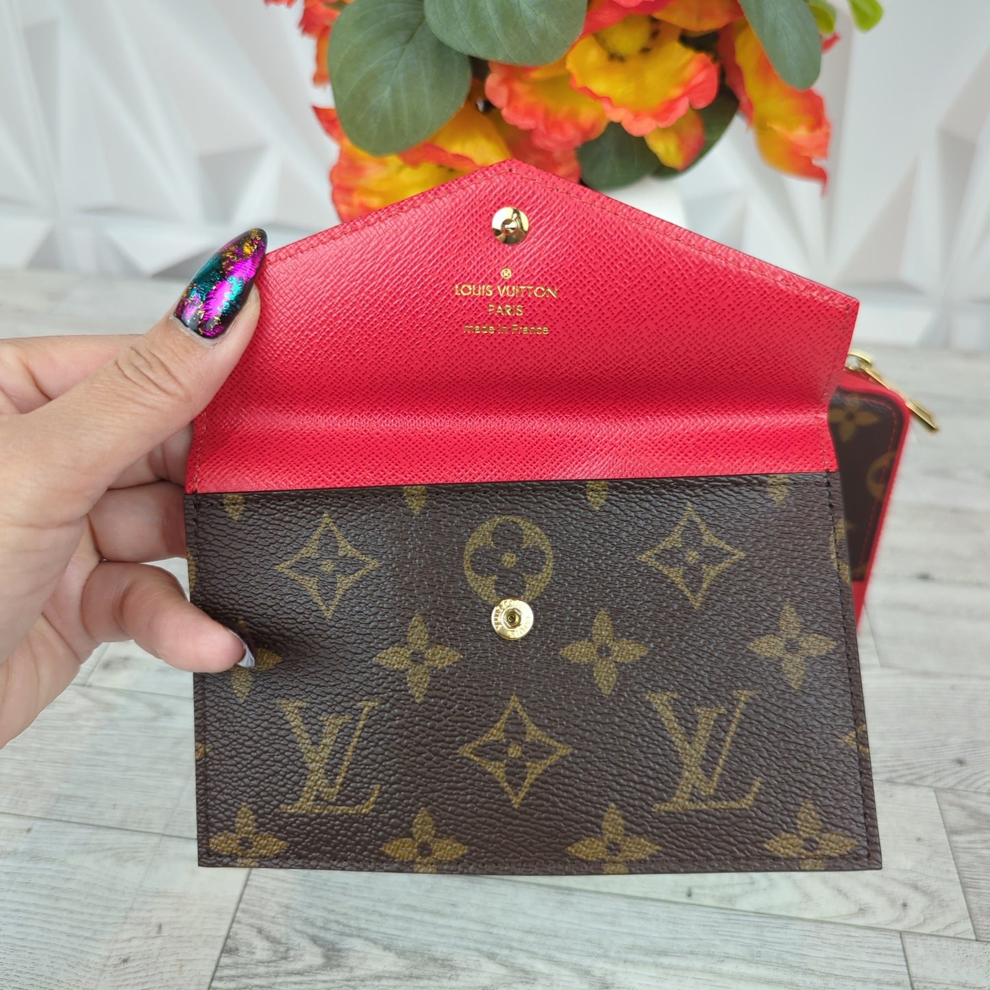 Louis Vuitton Daily Organizer Clutch Wallet Cherry Red