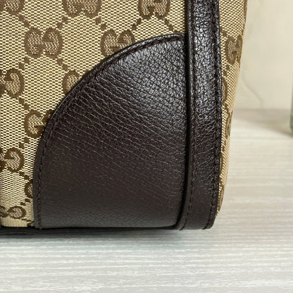 Gucci Vintage Bee Web Boston Bag Dark Brown