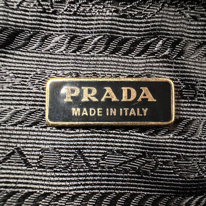 Prada Tessuto Nylon Calfskin Tote Black