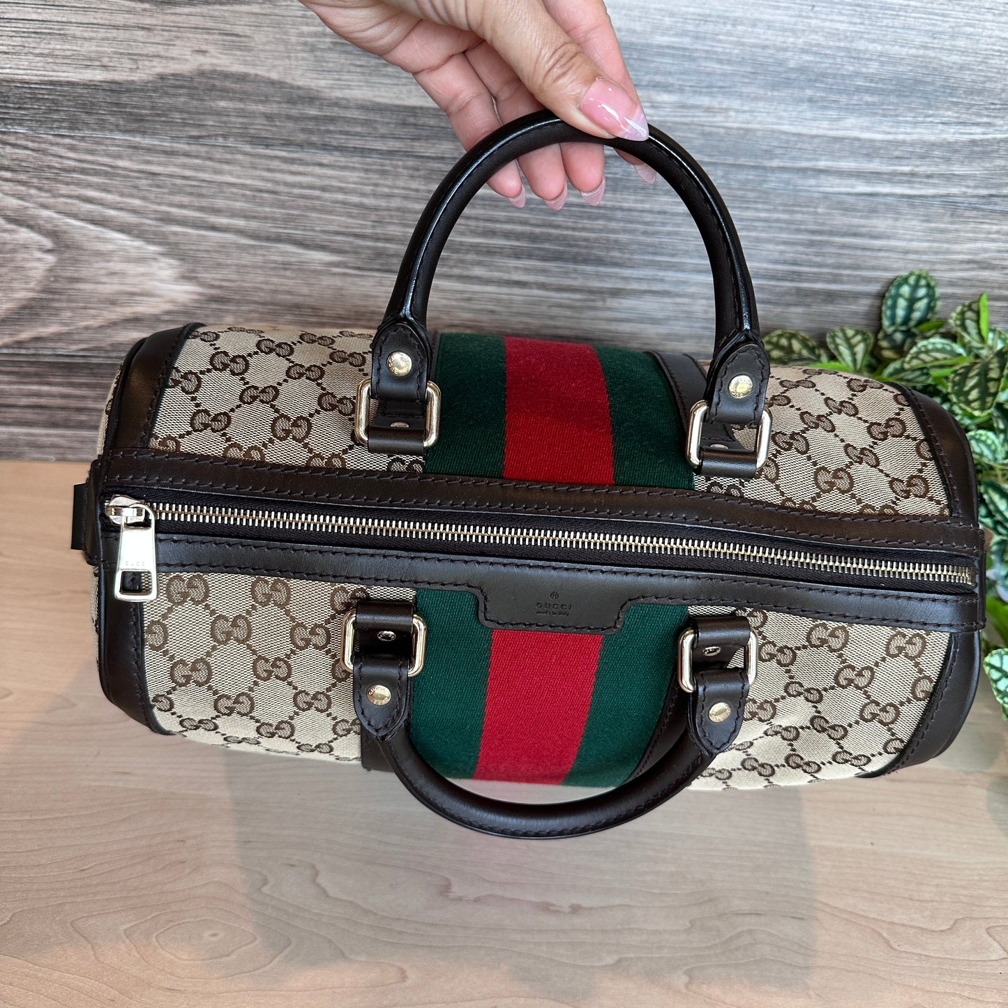 Gucci Original GG Boston Vintage Web Dark Brown