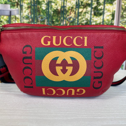 Gucci Red GG Logo Print Belt Bag