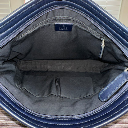 Gucci Web Flat Messenger Bag Navy