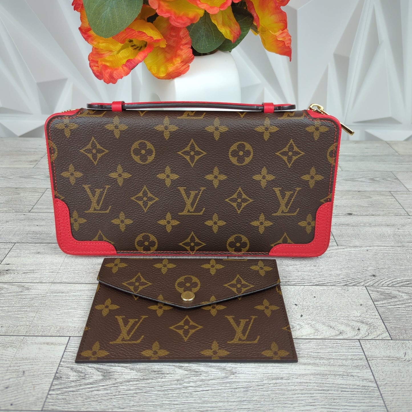 Louis Vuitton Daily Organizer Clutch Wallet Cherry Red