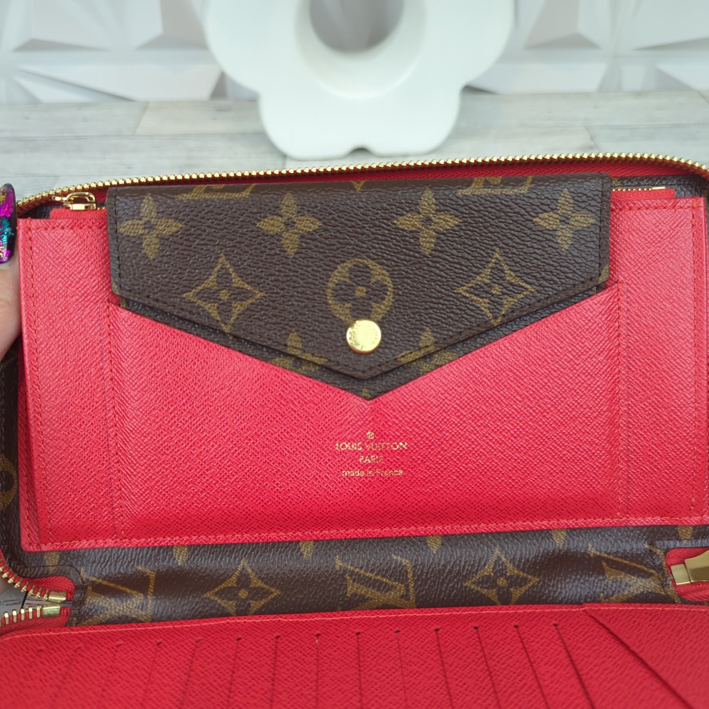 Louis Vuitton Daily Organizer Clutch Wallet Cherry Red