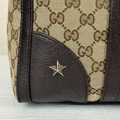 Gucci Vintage Bee Web Boston Bag Dark Brown