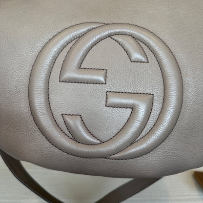 Gucci Gray Leather Soho Messenger Bag