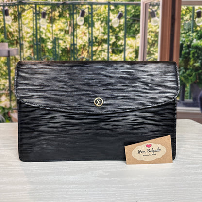 Louis Vuitton Black Epi Leather Montaigne Clutch