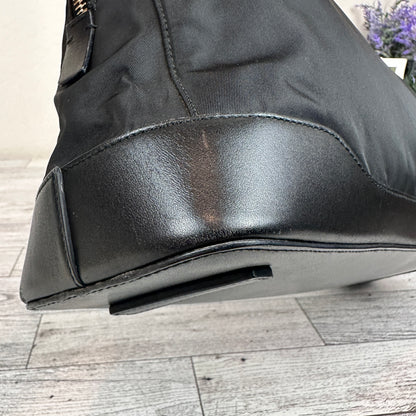 Prada Tessuto Nylon Calfskin Tote Black