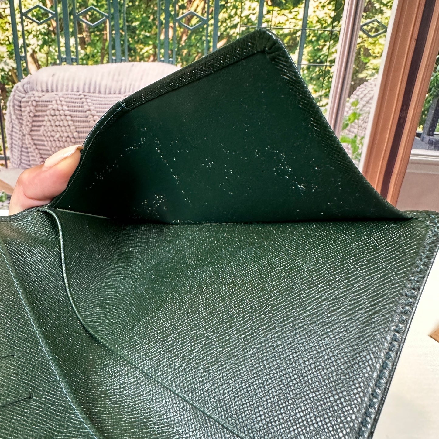 Louis Vuitton Dark Green Taiga Checkbook Wallet