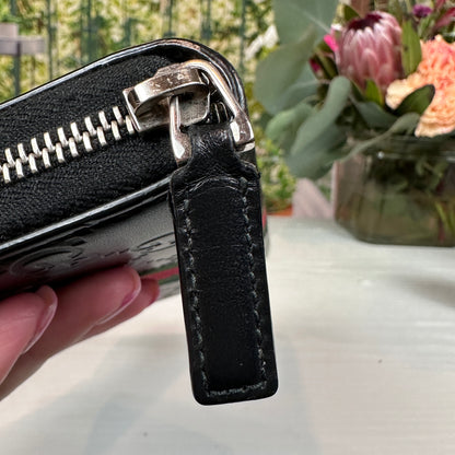 Guccissima Leather Supreme Web Zip Wallet Black